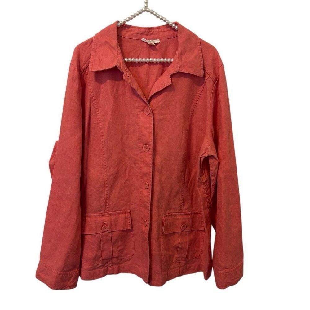 Charter Club Luxury Linen Women's Button Front Shirt Size 2X money mature classi